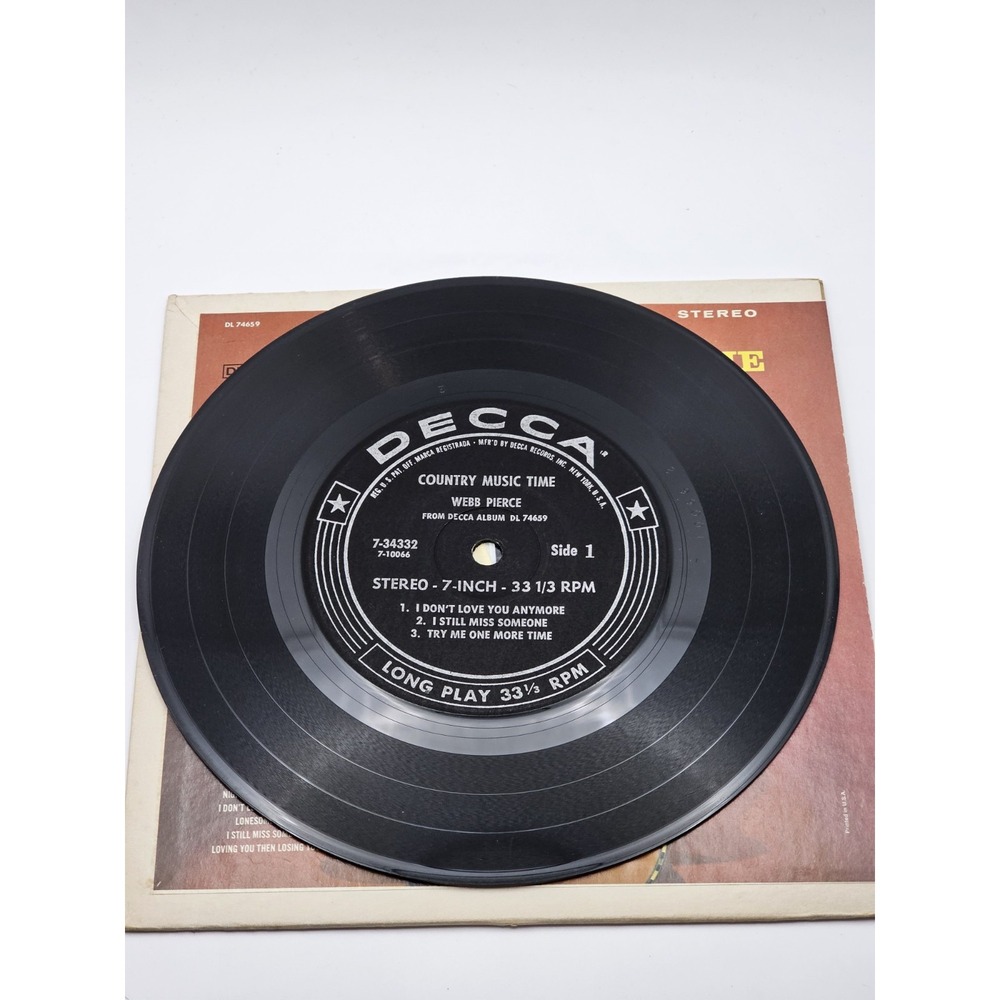 WEBB PIERCE 7" 33 1/3 Jukebox EP - Country Music Time DECCA DL 74659 Nice! - Picture 4 of 4